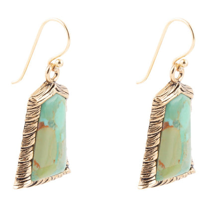 Meriette Blue Turquoise Golden Drop Earrings Barse Jewelry
