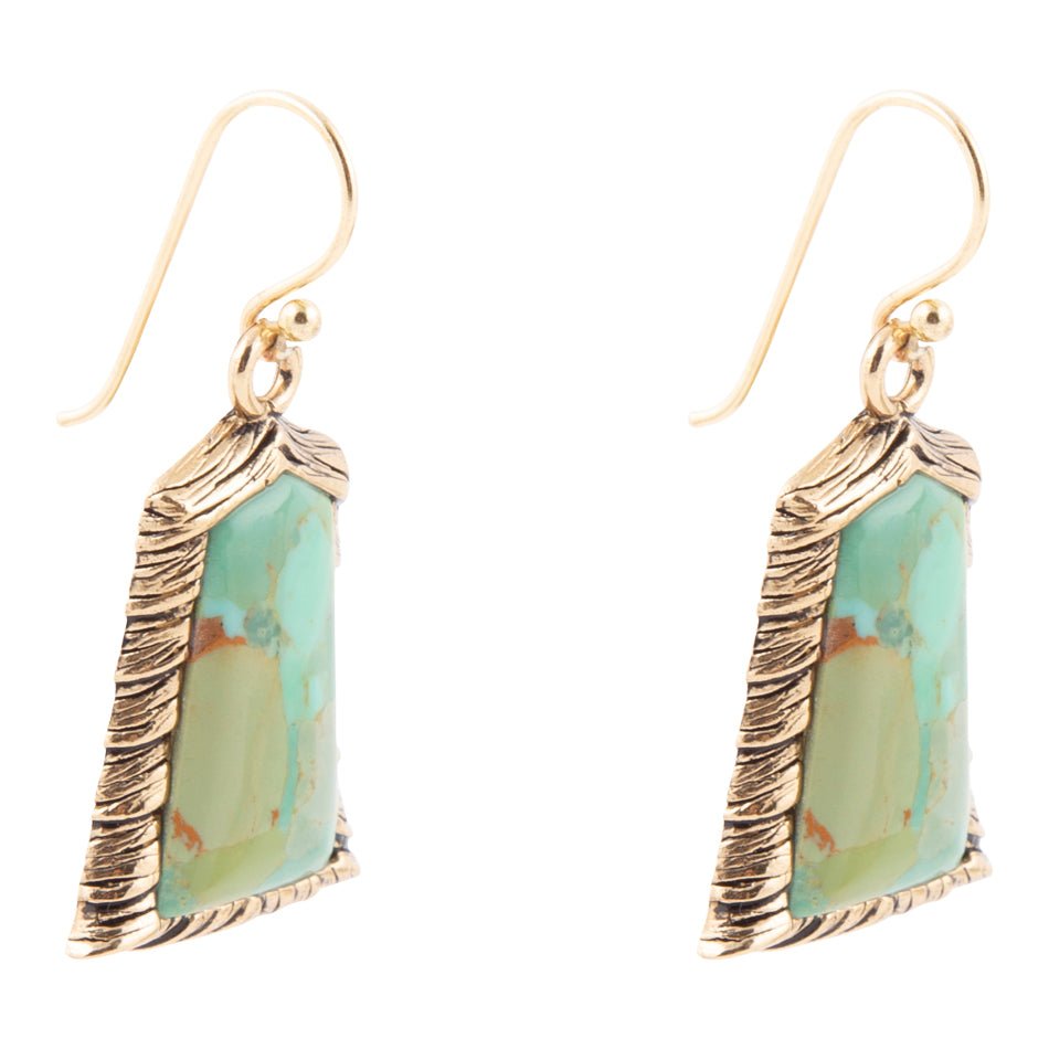 Meriette Blue Turquoise Golden Drop Earrings Barse Jewelry