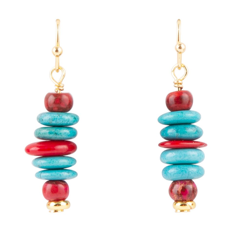 Mija Turquoise and Magenta Stack Earrings Barse Jewelry
