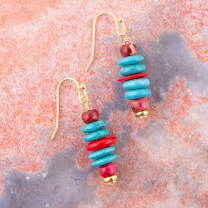 Mija Turquoise and Magenta Stack Earrings Barse Jewelry