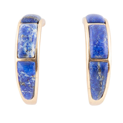 Mila Blue Lapis Hoop Golden Earrings Barse Jewelry