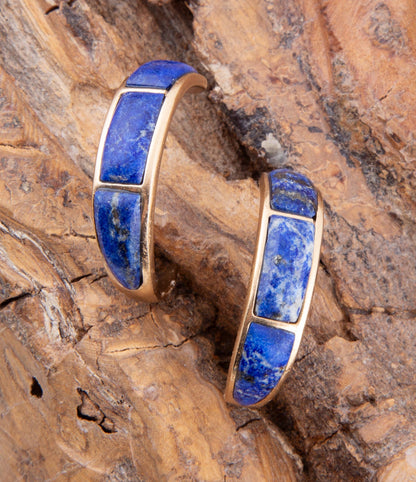 Mila Blue Lapis Hoop Golden Earrings Barse Jewelry