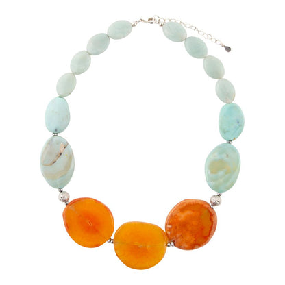 Minty Blue and Orange Nectar Necklace Barse Jewelry