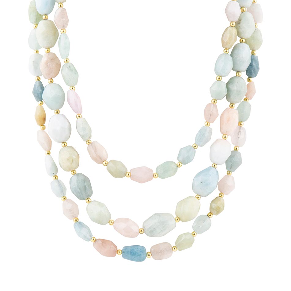 Mixed Morganite Pastel Statement Strand Necklace Barse Jewelry