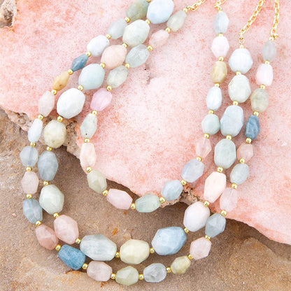 Mixed Morganite Pastel Statement Strand Necklace Barse Jewelry