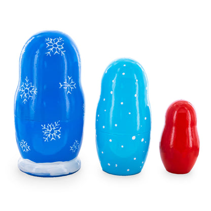 3 Santa and Polar Bear Wooden Nesting Dolls 4.25 Inches BestPysanky