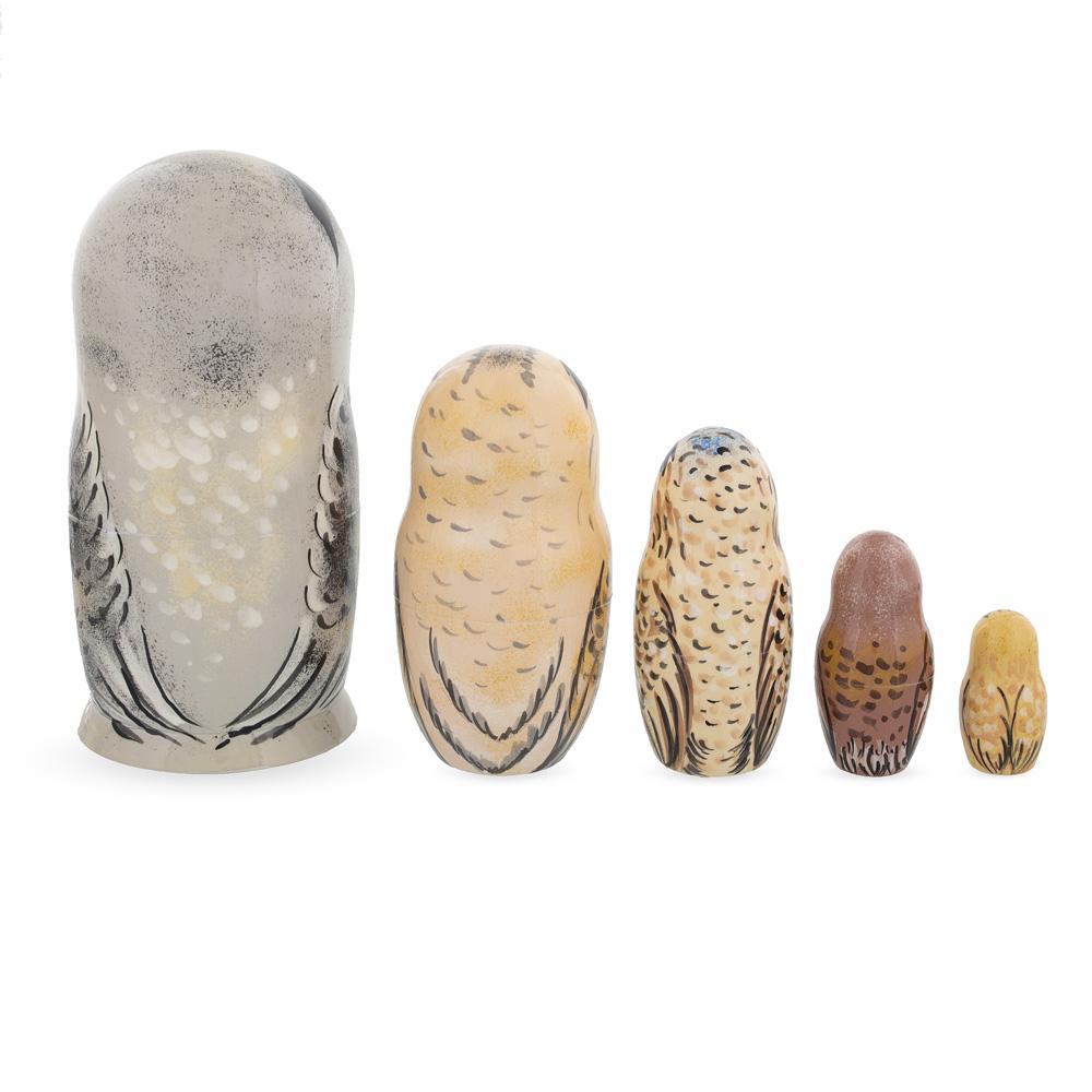 Set of 5 Owls Wooden Nesting Dolls 6 Inches
