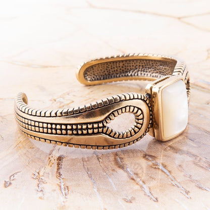 Mother of Pearl and Bronze Cuff Bracelet Barse Jewelry