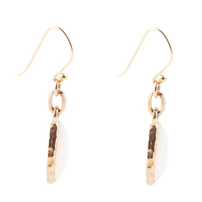 White Mother of Pearl Golden Drop Earrings Barse Jewelry