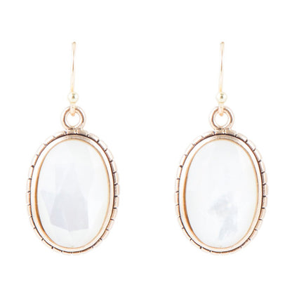 Mother of Pearl Faceted Oval Earring Barse Jewelry
