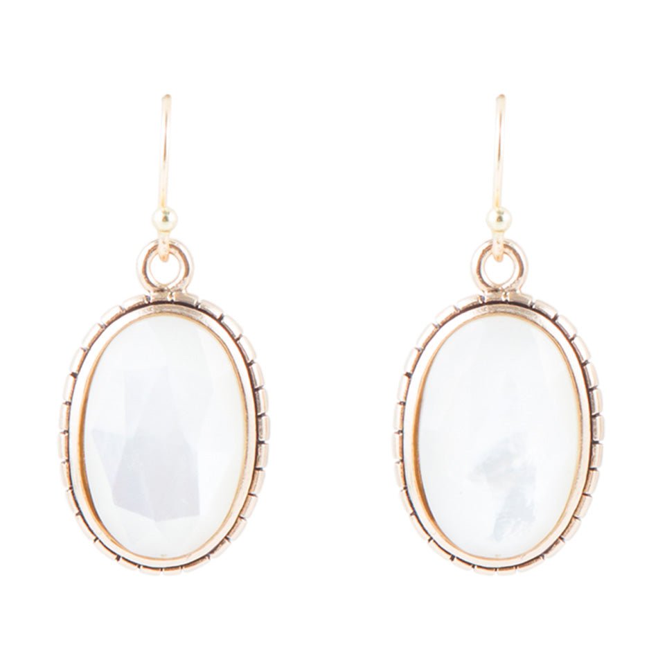 Mother of Pearl Faceted Oval Earring Barse Jewelry