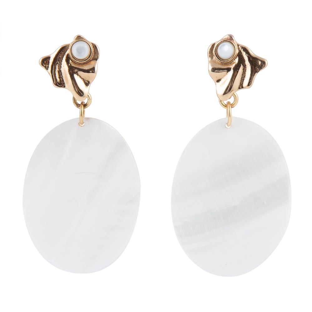 Mother of Pearl Slab Drop Earrings Barse Jewelry