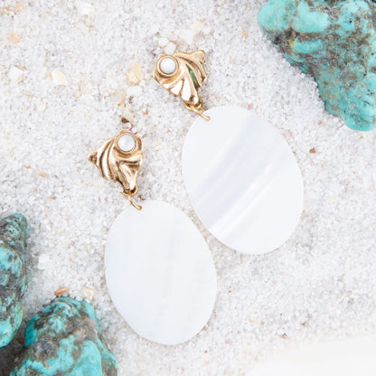 Mother of Pearl Slab Drop Earrings Barse Jewelry