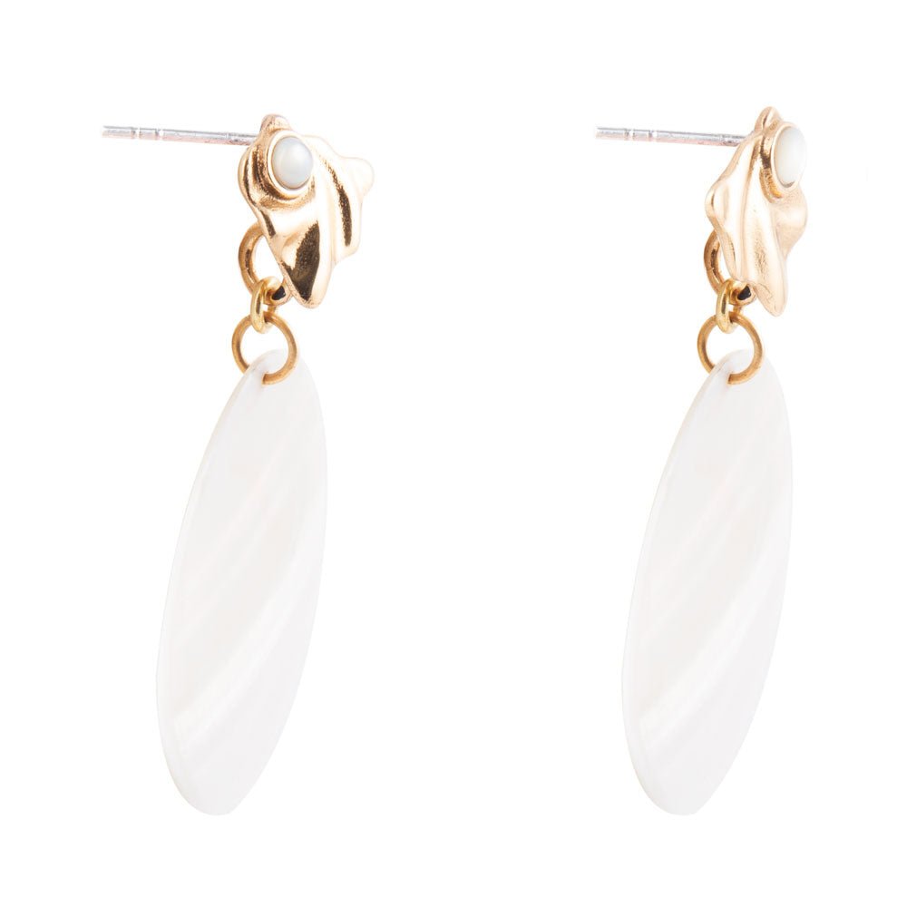 Mother of Pearl Slab Drop Earrings Barse Jewelry