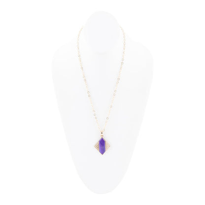 Motif Purple Agate and Golden Bronze Pendant Necklace Barse Jewelry