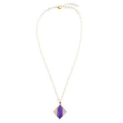 Motif Purple Agate and Golden Bronze Pendant Necklace Barse Jewelry