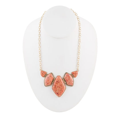 Multi Shape Orange Sponge Coral Pendant Gold Necklace Barse Jewelry