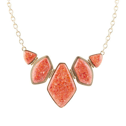 Multi Shape Orange Sponge Coral Pendant Gold Necklace Barse Jewelry