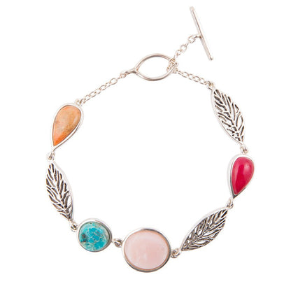 Multi Stone and Sterling Leaf Bracelet Barse Jewelry