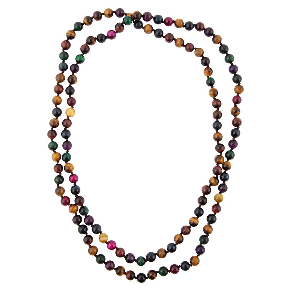Multicolor Tiger's Eye Knoted Necklace Barse Jewelry
