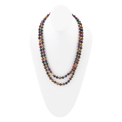 Multicolor Tiger's Eye Knoted Necklace Barse Jewelry
