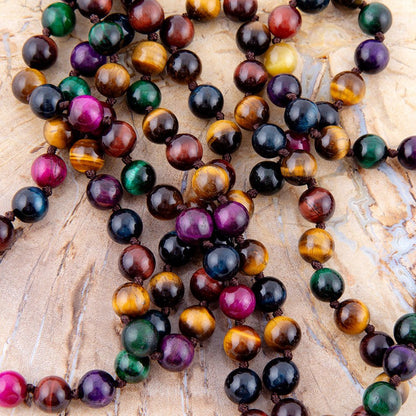 Multicolor Tiger's Eye Knoted Necklace Barse Jewelry