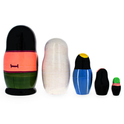 Set of 5 Happy Penguins  Nesting Dolls