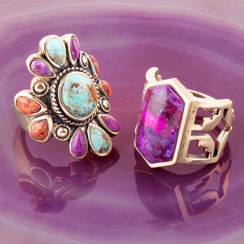 Native Color Turquoise Multi Stone Ring Barse Jewelry