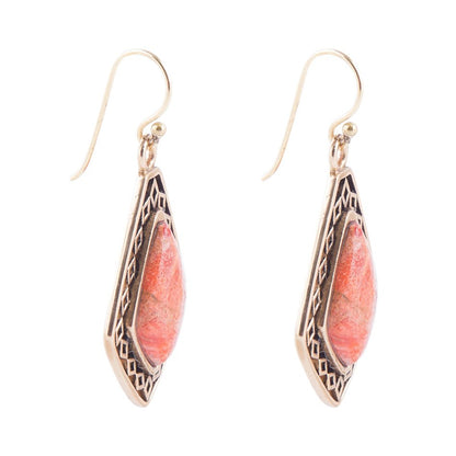 Native Vibe Orange Sponge Coral Arrow Earrings Barse Jewelry
