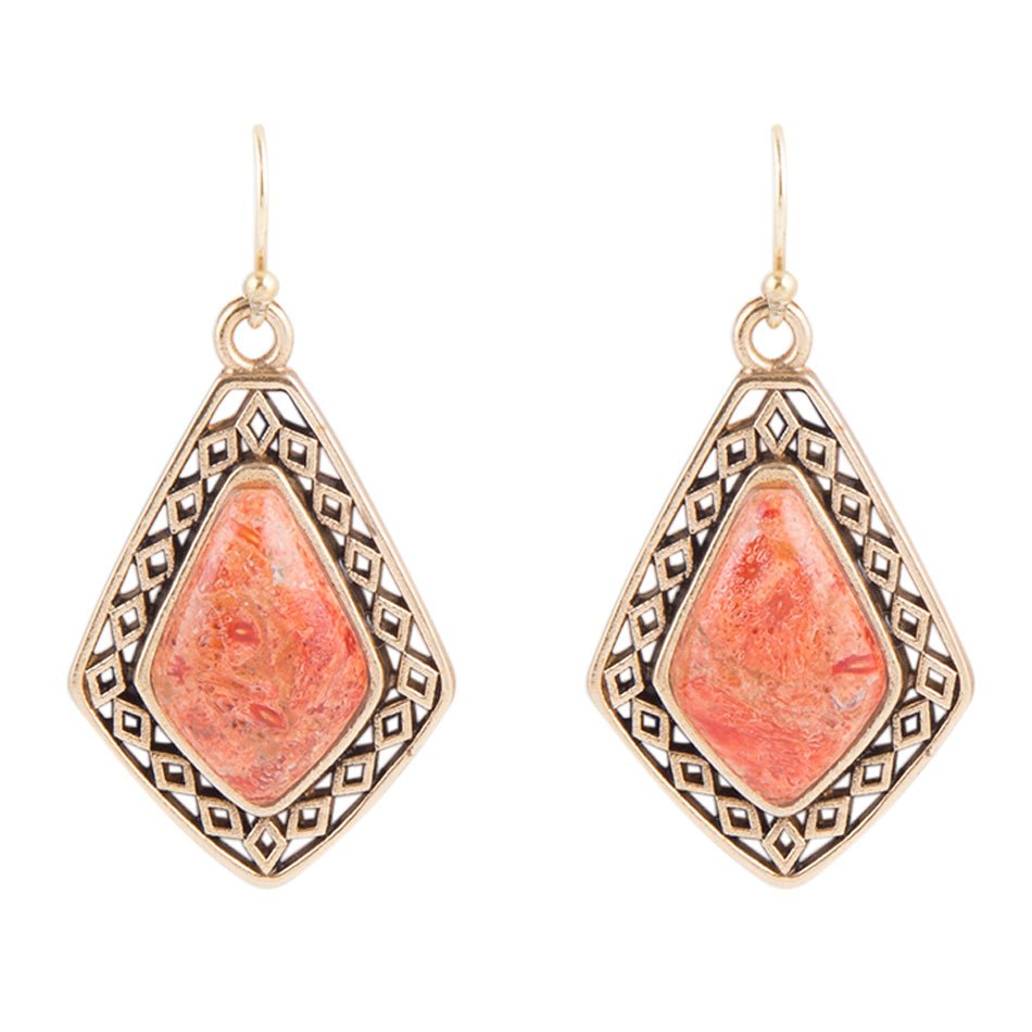 Native Vibe Orange Sponge Coral Arrow Earrings Barse Jewelry