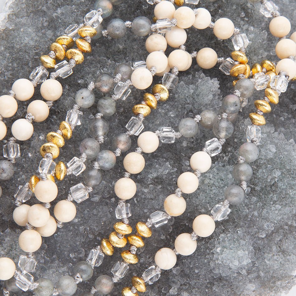 Natural Shine Grey Agate Endless Necklace Barse Jewelry