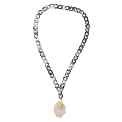 Natural White Druzy Marbled Resin Necklace Barse Jewelry