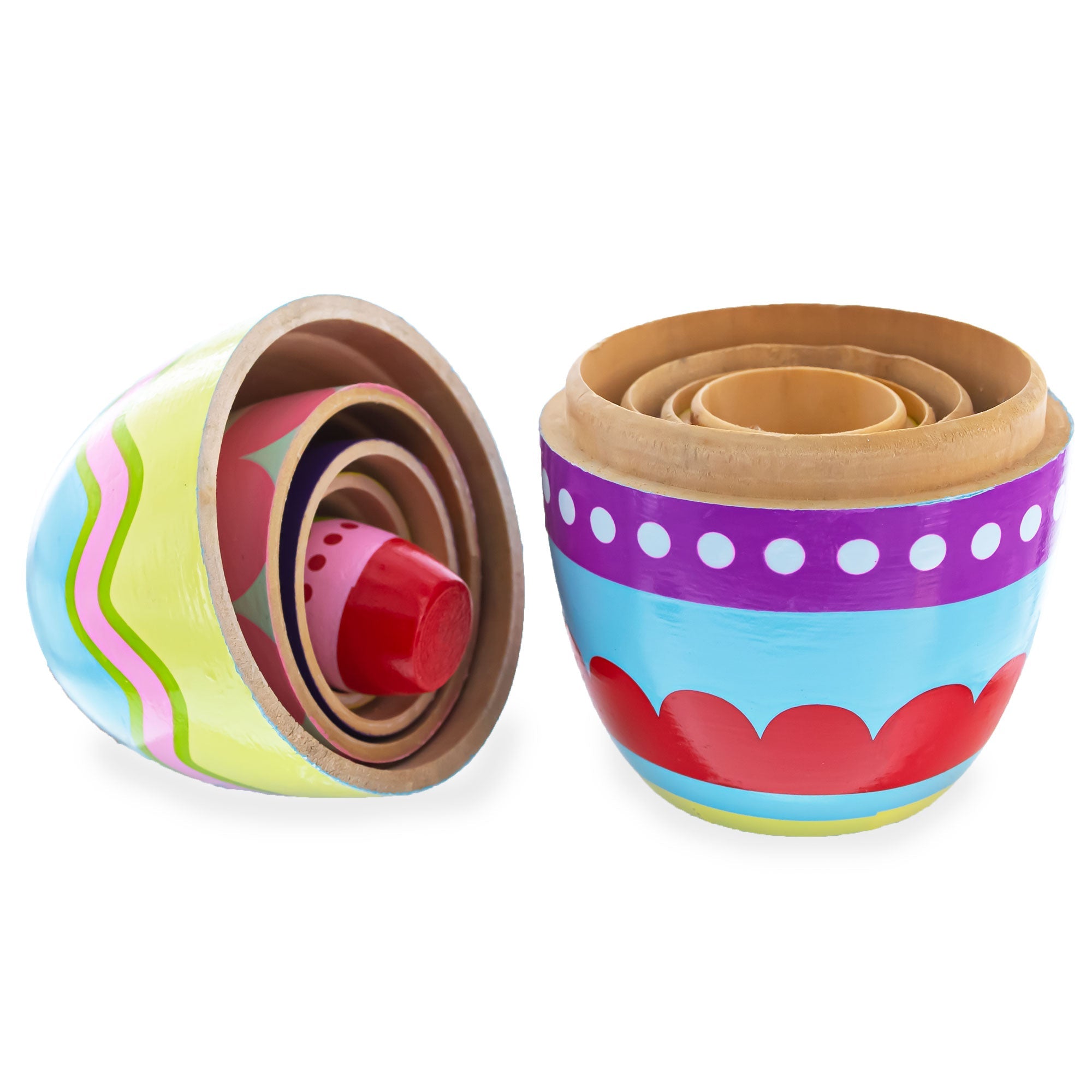 Set of 5 Colorful Easter Eggs Pysanky Wooden Nesting Dolls 5 Inches BestPysanky