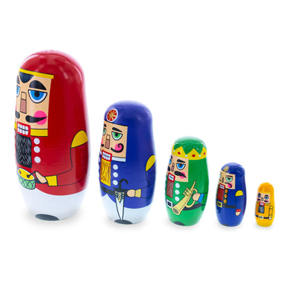 Set of 5 Nutcrackers Wooden Nesting Dolls 5.5 Inches BestPysanky