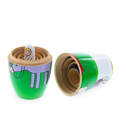 Set of 5 Nativity Scene Wooden Nesting Dolls 5.75 Inches BestPysanky