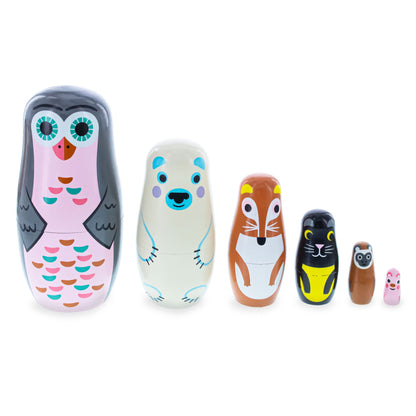 Set of 6 Animals Wooden Nesting Dolls
