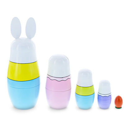 Set of 5 Bunnies Wooden Nesting Dolls 7 Inches Tall BestPysanky