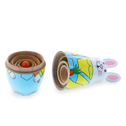 Set of 5 Bunnies Wooden Nesting Dolls 7 Inches Tall BestPysanky