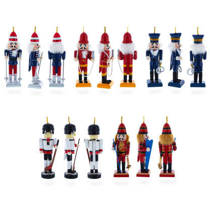 5 Nutcrackers: Firefighter, Policeman, Hockey, Skier, Snowboarder 5 Inches
