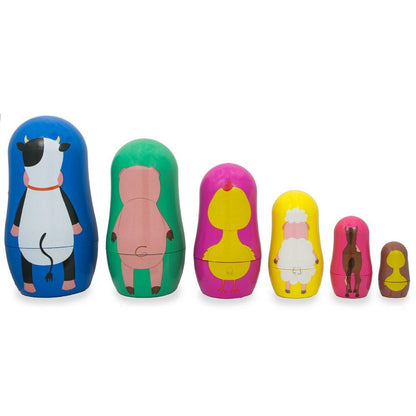 6 Farm Animals Plastic Nesting Dolls Cow, Pig, Chicken, Lamb, Horse & Duck BestPysanky
