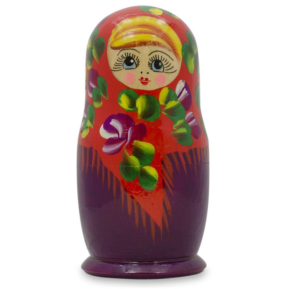 Set of 3 Deep Red Dress Wooden  Nesting Dolls 3.5 Inches