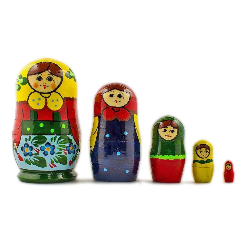 Set of 5 Yellow Scarf Nesting Dolls 4 Inches BestPysanky