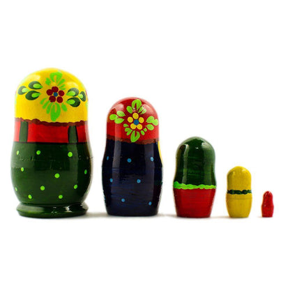 Set of 5 Yellow Scarf Nesting Dolls 4 Inches BestPysanky