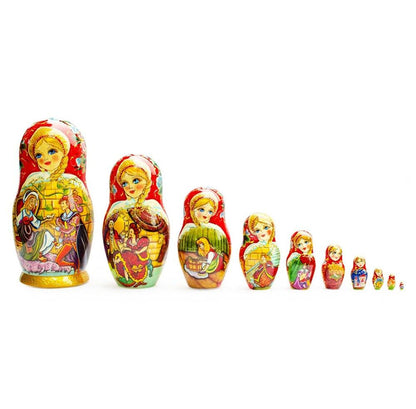 Set of 10 Cinderella Wooden Nesting Dolls 10 Inches BestPysanky