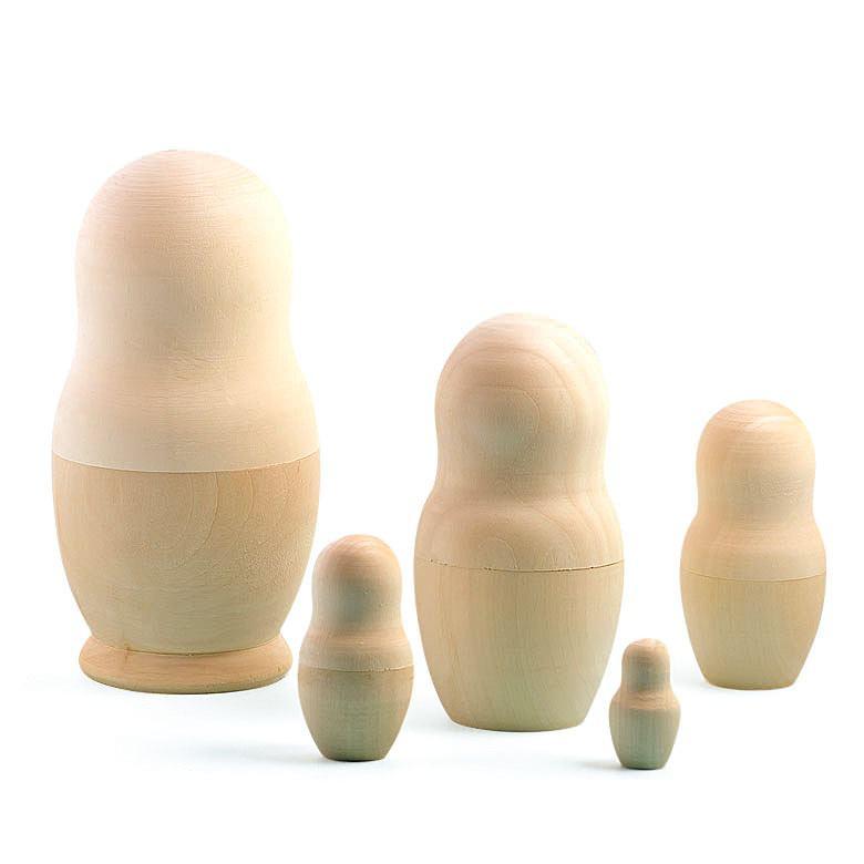 Set of 5 Unfinished Wooden Nesting Dolls DIY Craft Blanks for Painting  5.75 Inches BestPysanky