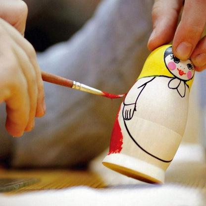 Set of 5 Unfinished Wooden Nesting Dolls with Paints DIY Craft Blanks for Painting  5.75 Inches