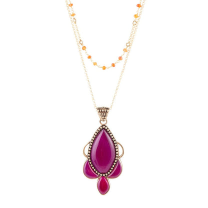 Neims Pink Carnelian Golden Pendant Necklace Barse Jewelry