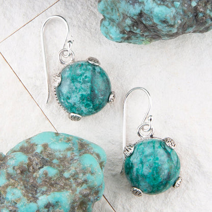 Nomad Blue Chrysocolla and Sterling Silver Drop Earrings Barse Jewelry