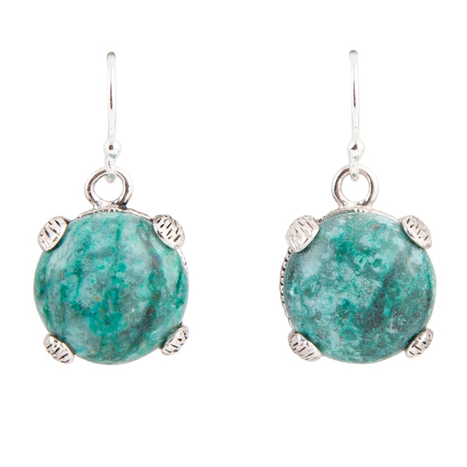 Nomad Blue Chrysocolla and Sterling Silver Drop Earrings Barse Jewelry