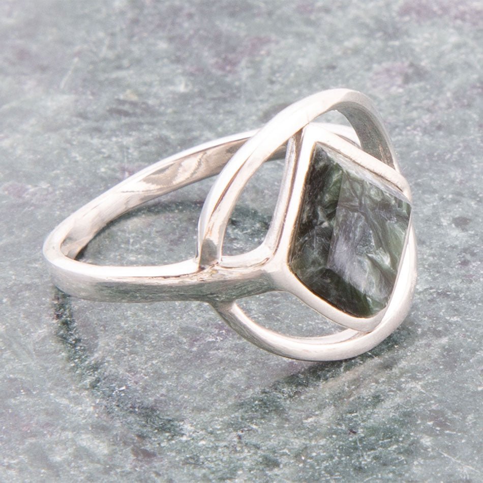 North Star Green Seraphinite and Sterling Silver Ring Barse Jewelry
